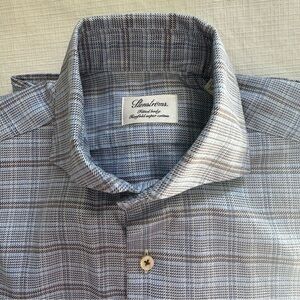 Stenstroms Sweden Classic Blue Checkered Men's Button-Down Shirt 15.5 Medium